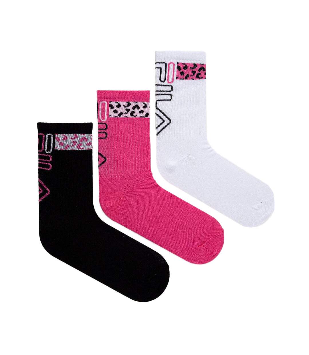 X3 Paires de Chaussettes Rose/Blanche/Noir Femme Fila