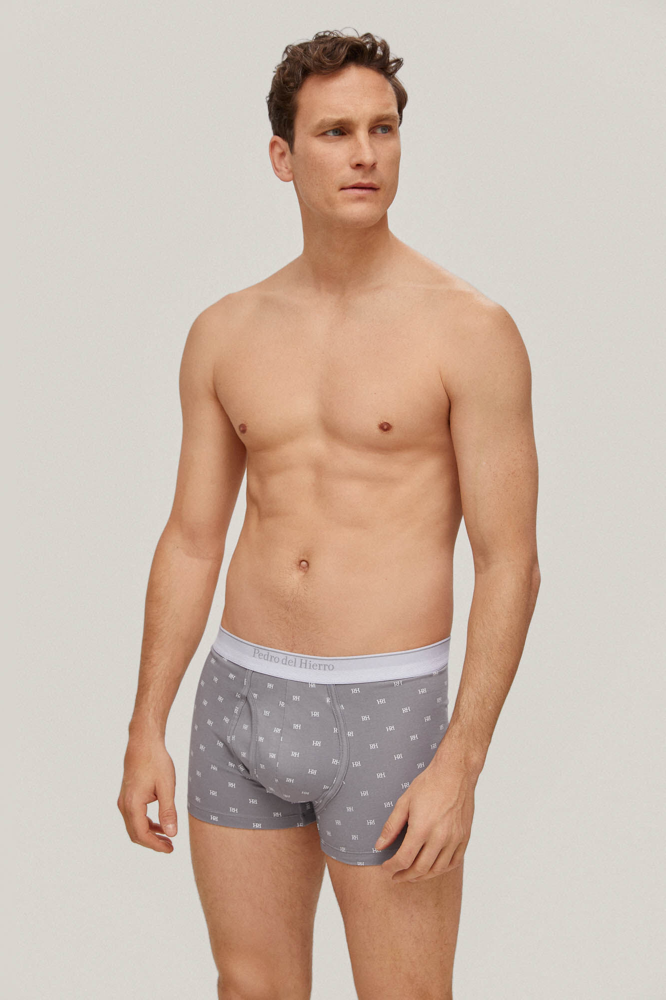 Cueca boxer com estampa de logo - Cinza