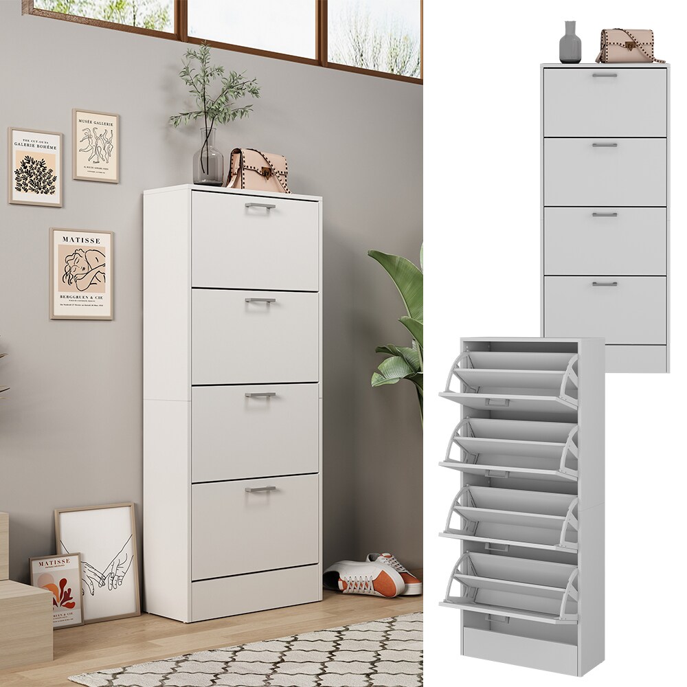 Oskar-Store Schuhkipper Georg Weiß, 63 x 150 cm, Schuhschrank mit 4 Fächer, modern