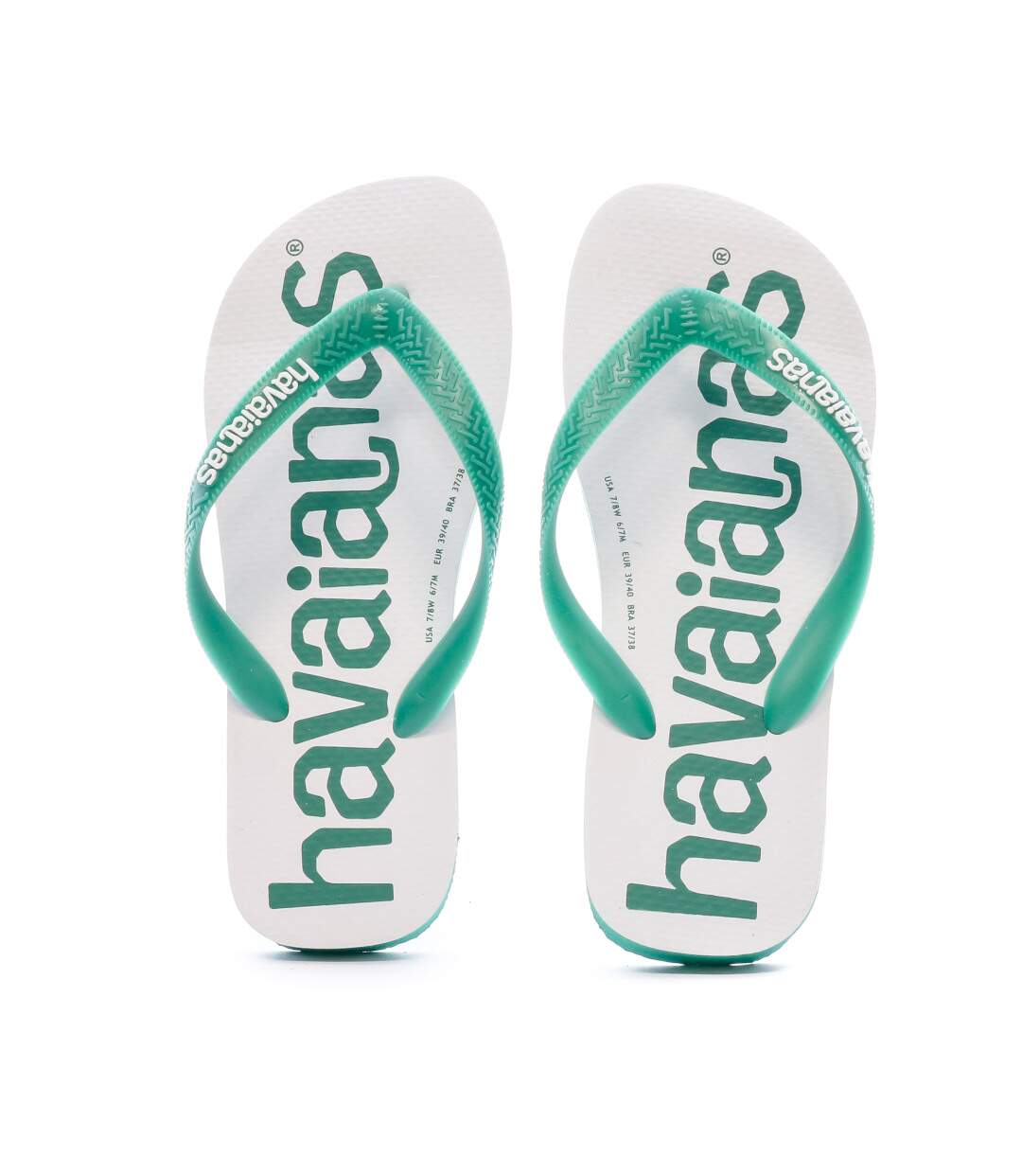 Tongs Blanc/Vert Mixte Havaianas Logomania 2