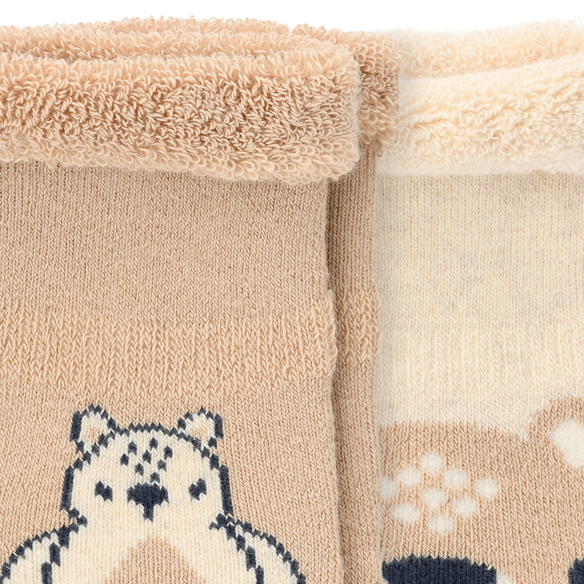 Topomini 2 Paar Newborn Frottee-Socken mit Bär-Motiven beige / creme