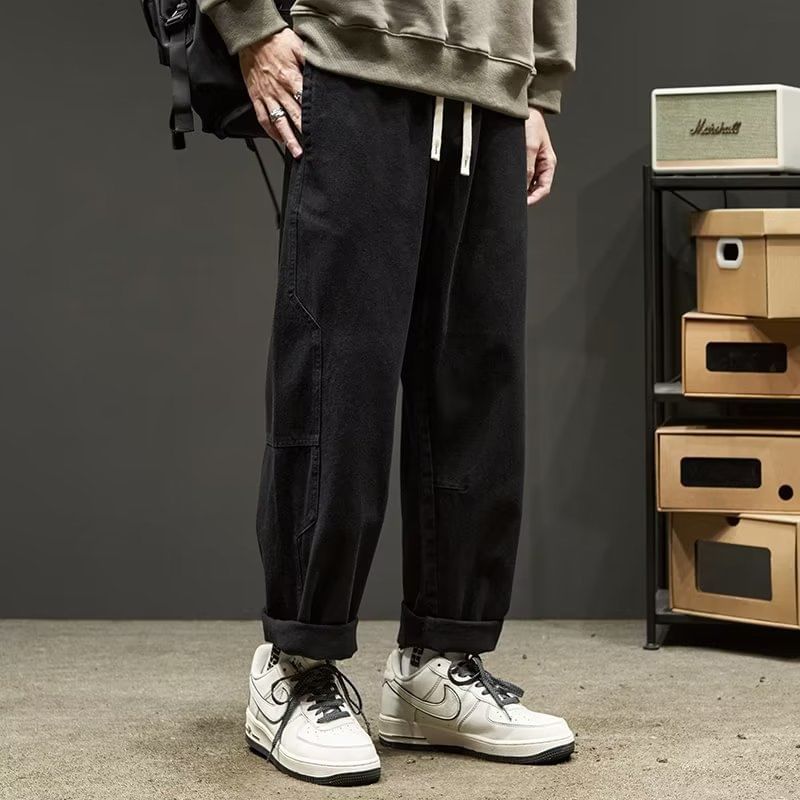 DuckleBeam - Effen broek met trekkoord in de taille en rechte pijpen