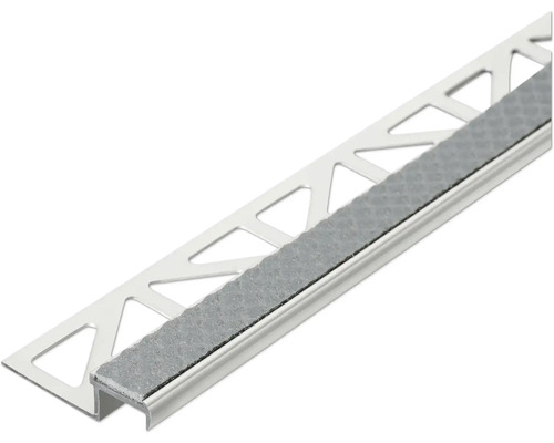 Diamondstep tegellijst, 250 cm, staalgrijs, gerubberd, 11 mm hoog