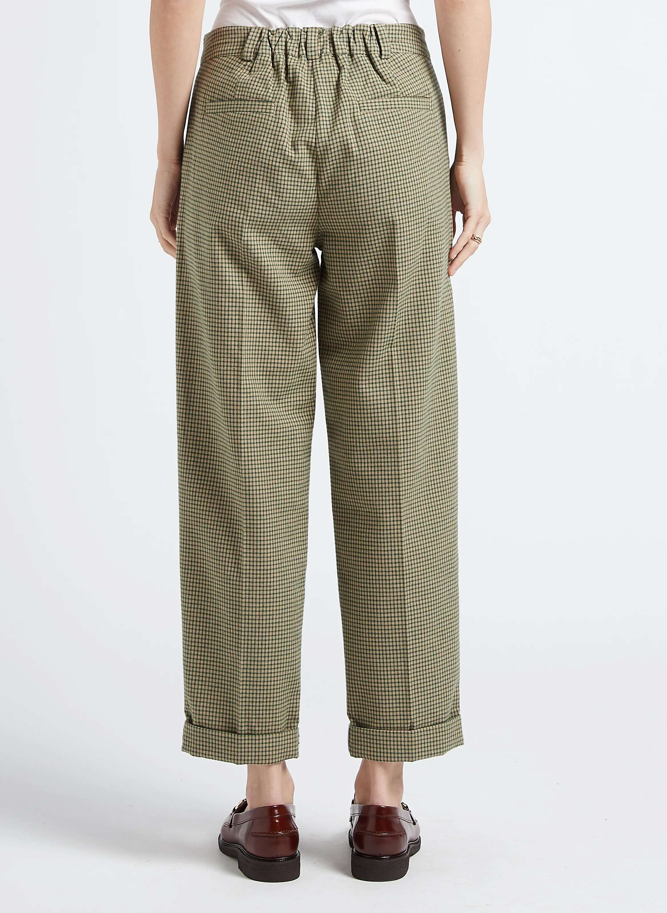 Pantalon carotte en coton| Vert