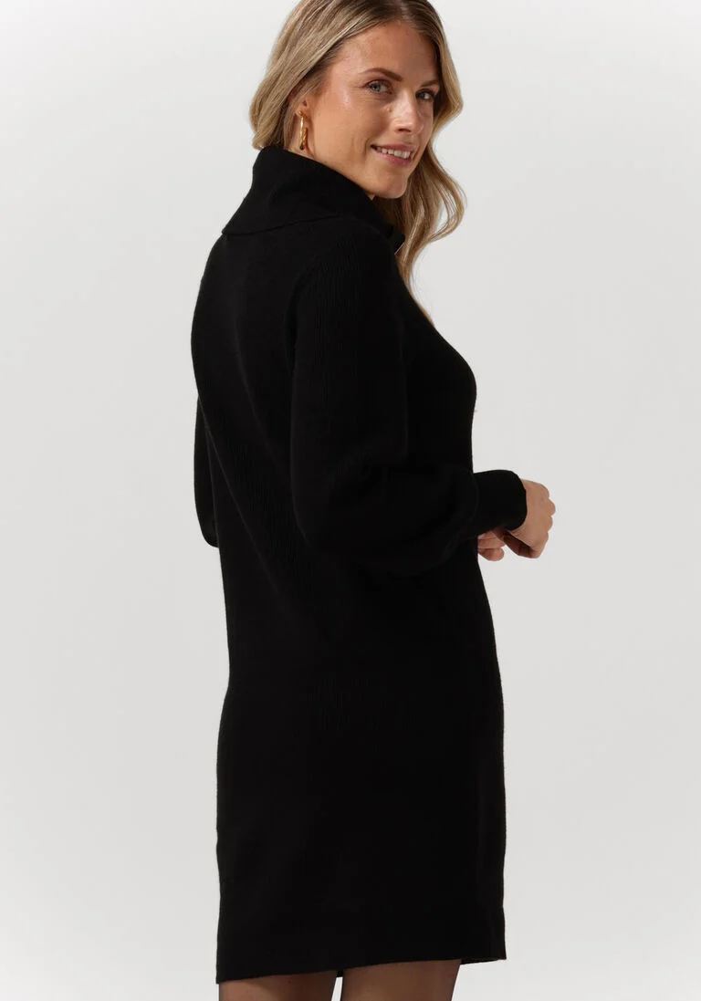 Y.A.S. zwarte y.a.s. mini jurk yasdalma ls zip knit dress