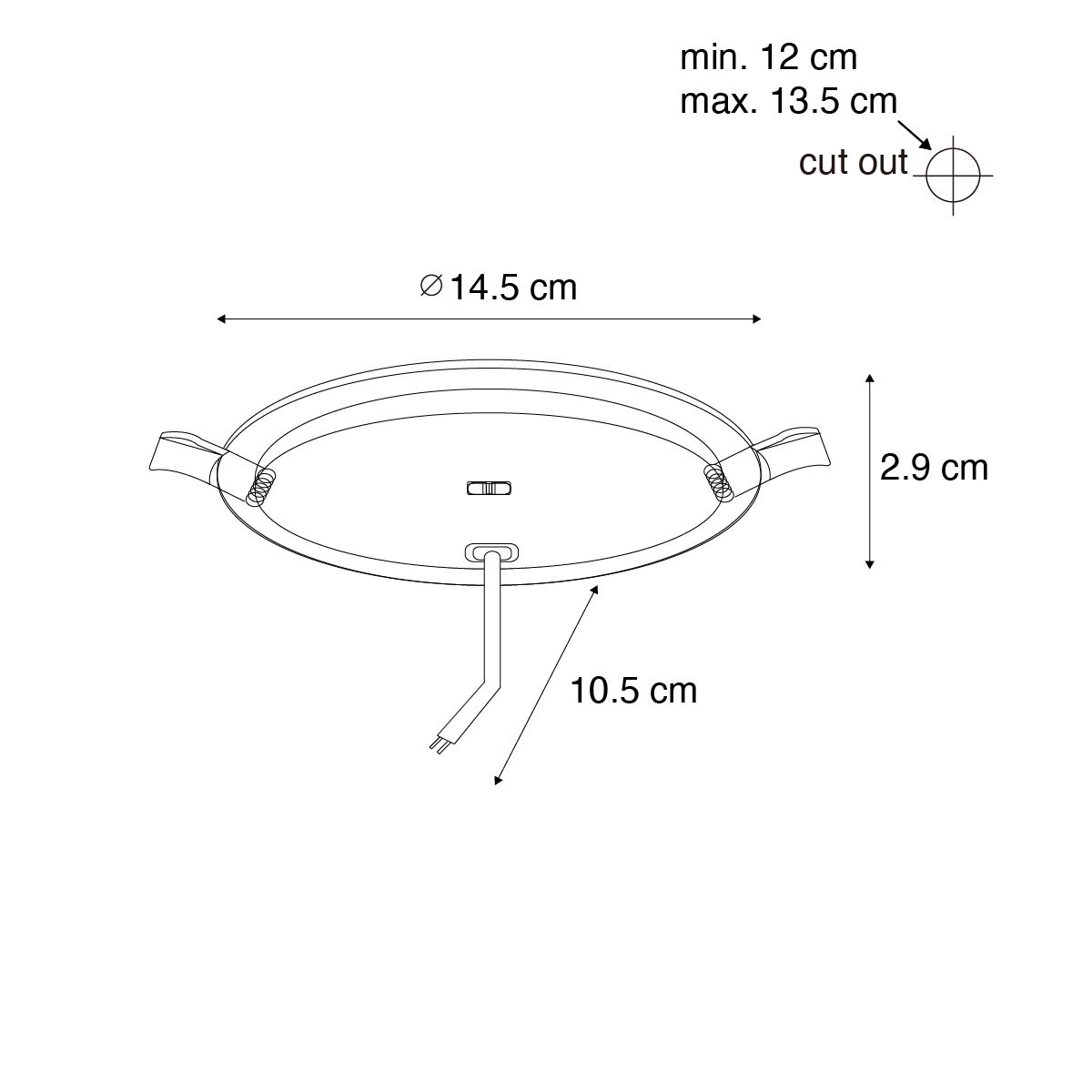 Inbouwspot wit 14,5 cm incl. LED 3-staps dimbaar in kelvin met dimswitch - Stephanie