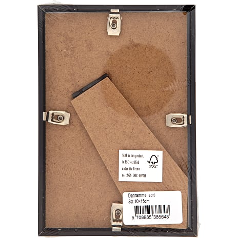 Sort ramme m. glas - 10x15 cm