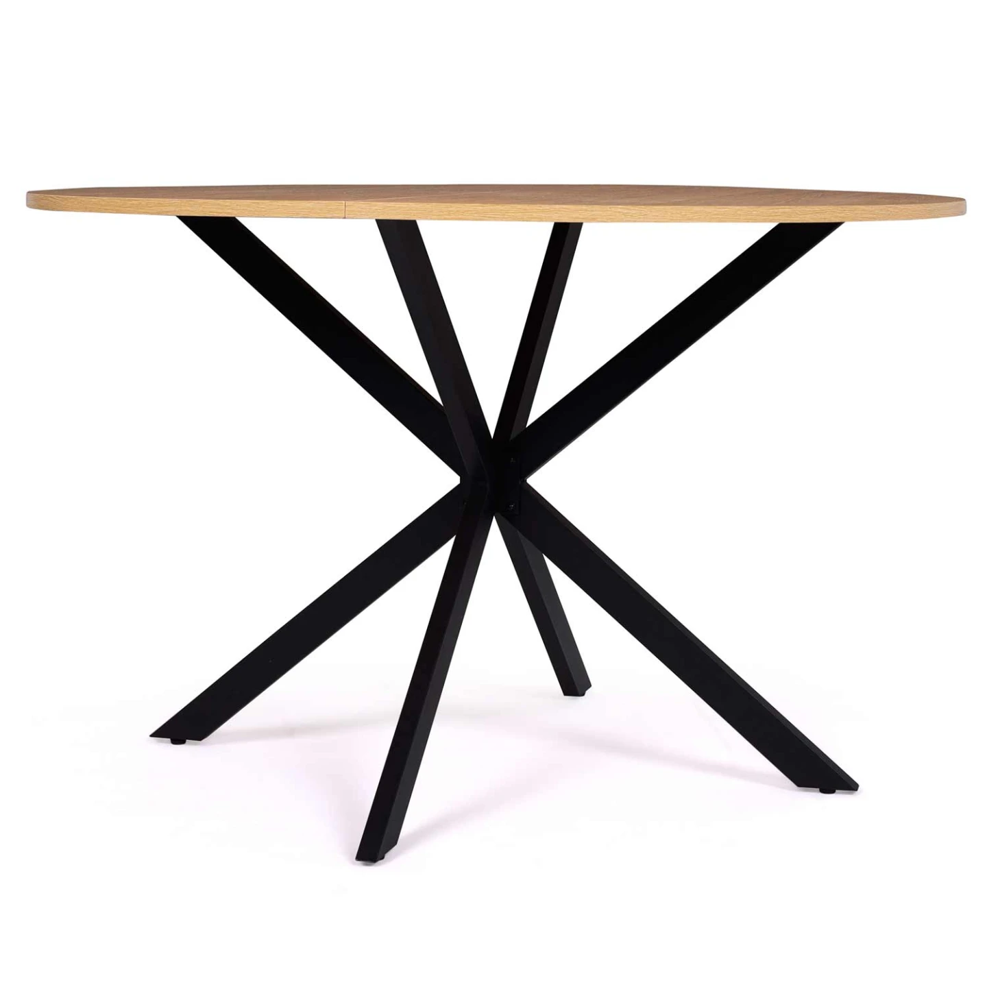 Table à manger ronde ALIX 6 personnes pied araignée bois et noir 110 cm