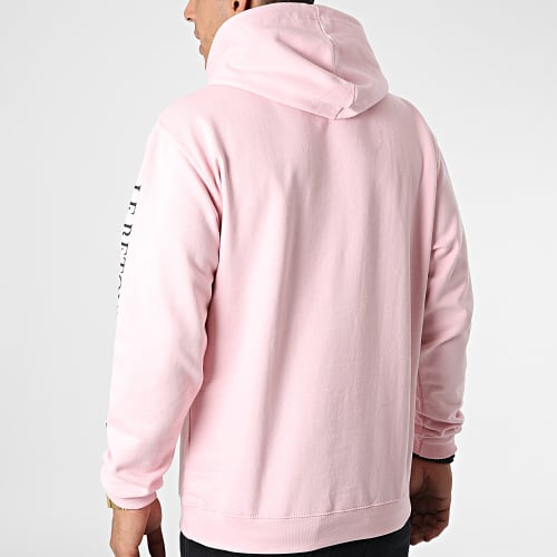 Sweat Capuche Chest And Sleeve Rose Pastel Noir