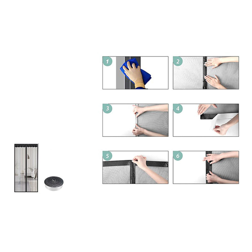 (130x150cm) Magnetischer Fenster Insektenschutz Fliegenvorhang Moskitonetz Automatisches Schliessen - Schwarz