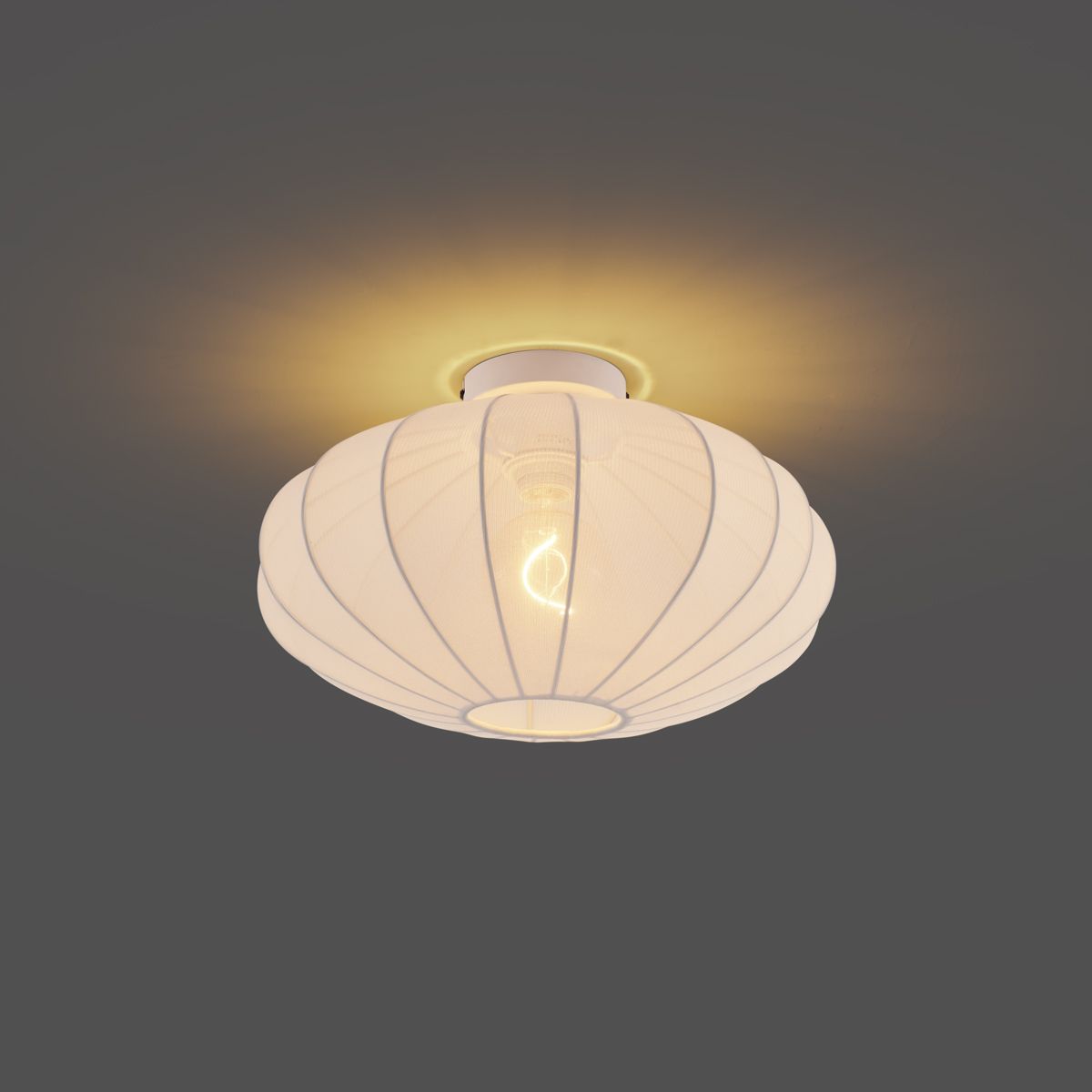 Japandi plafondlamp wit met stoffen kap - Bida