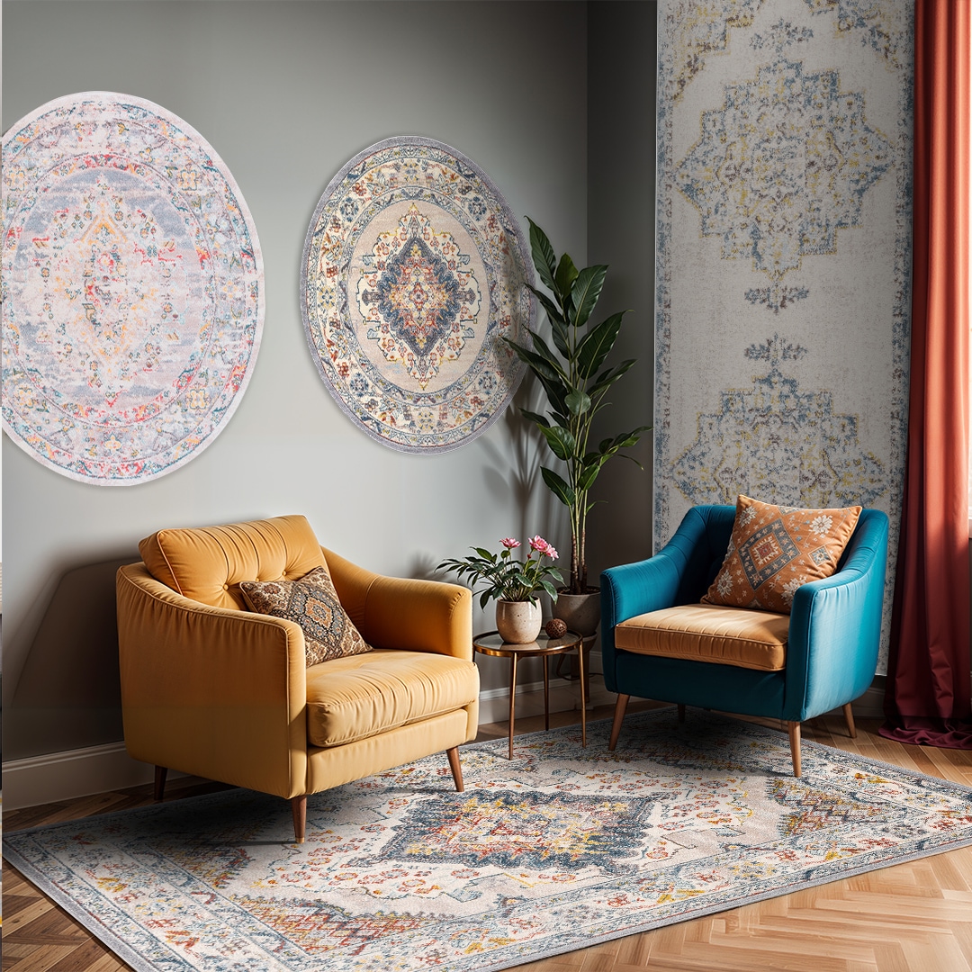 Livabliss Teppich »RABAT« rechteckig 8 mm Höhe Vintage Orientteppich, Kurzflor Boho Wohnzimmerteppich, Läufer