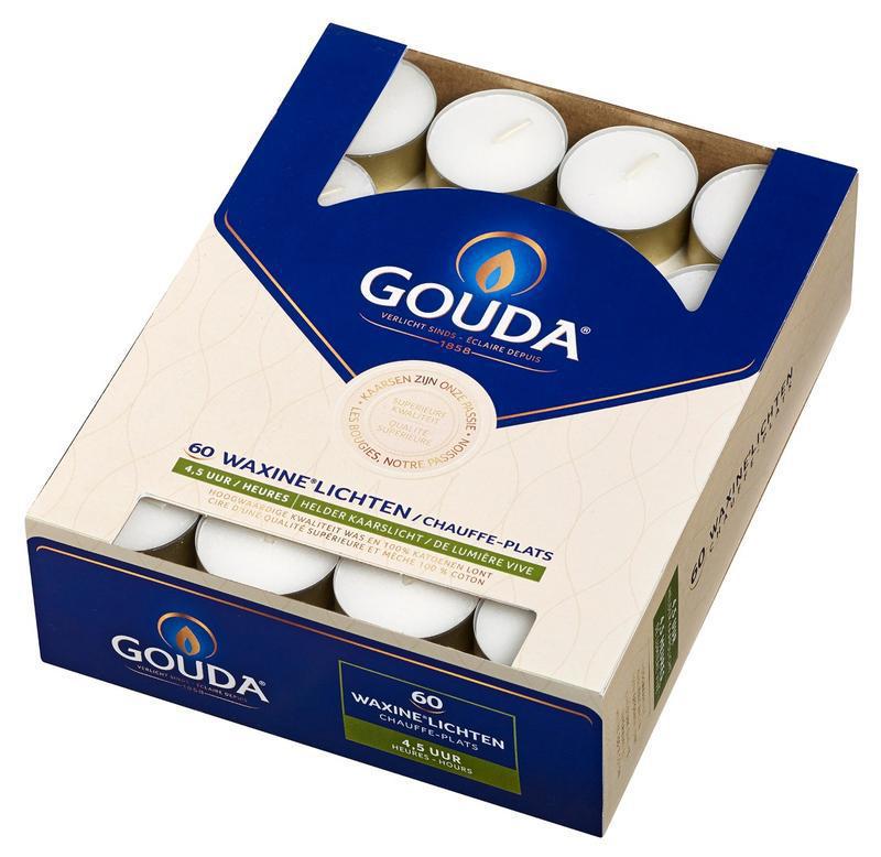 Gouda Waxinelicht Wit 4,5 uur 60 stuks