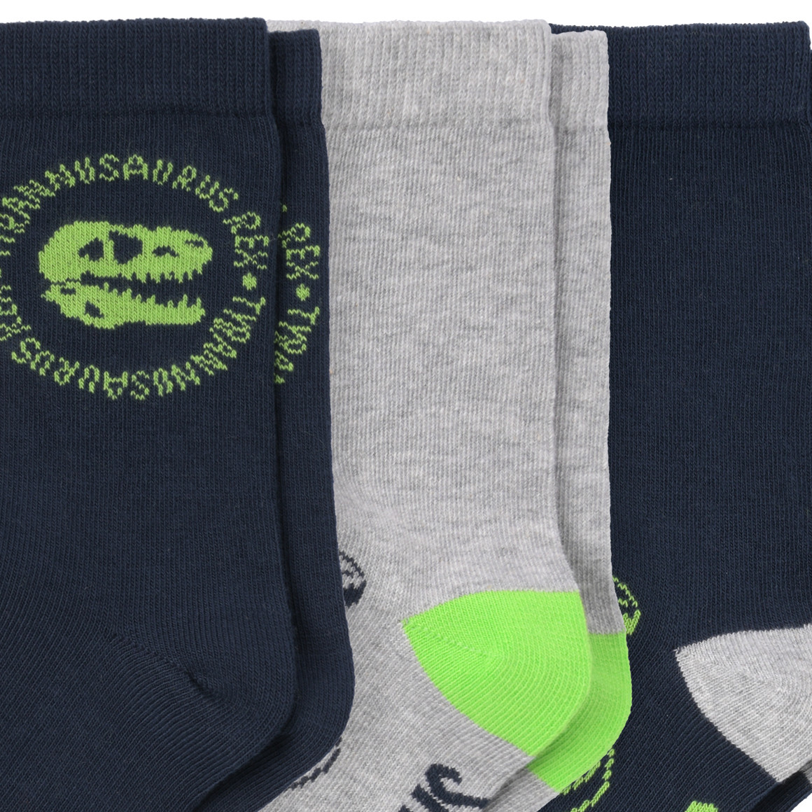 Topolino 3 Paar Jungen Socken mit Dino-Motiven dunkelblau / hellgrau