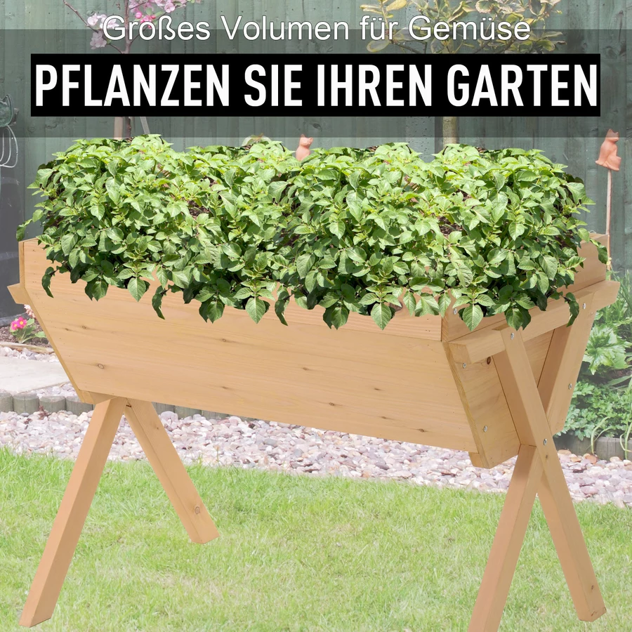 Outsunny Hochbeet mit Vliesstofftuch natur