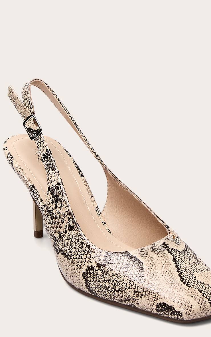 Snake Print Escarpin À Bout Carré Et Bride Arrière Imprimé Synthétique