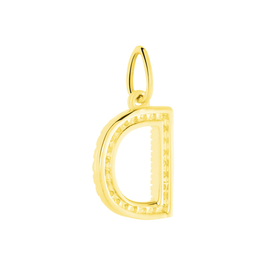 Pendentif Lettre D Or Jaune Oxyde