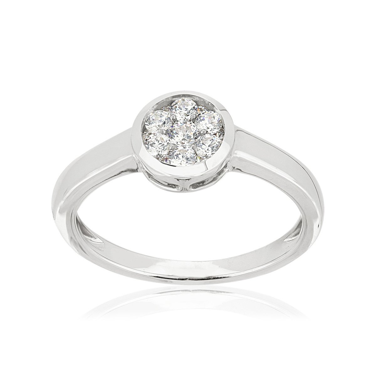Bague or 750 blanc diamant synthétique