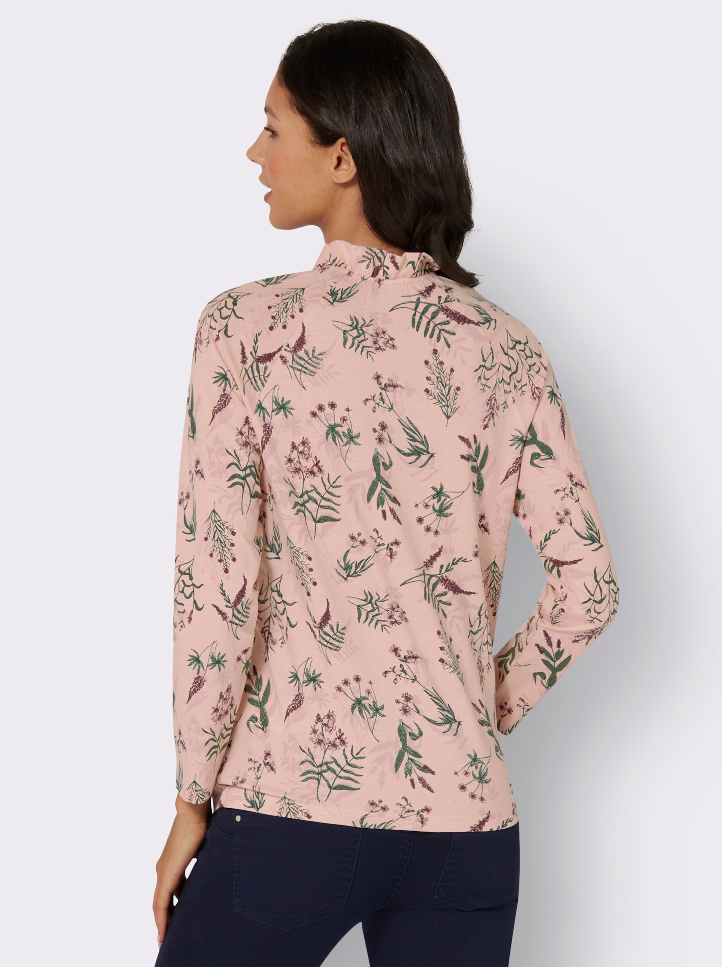 Stehkragenshirt mit Rüschen