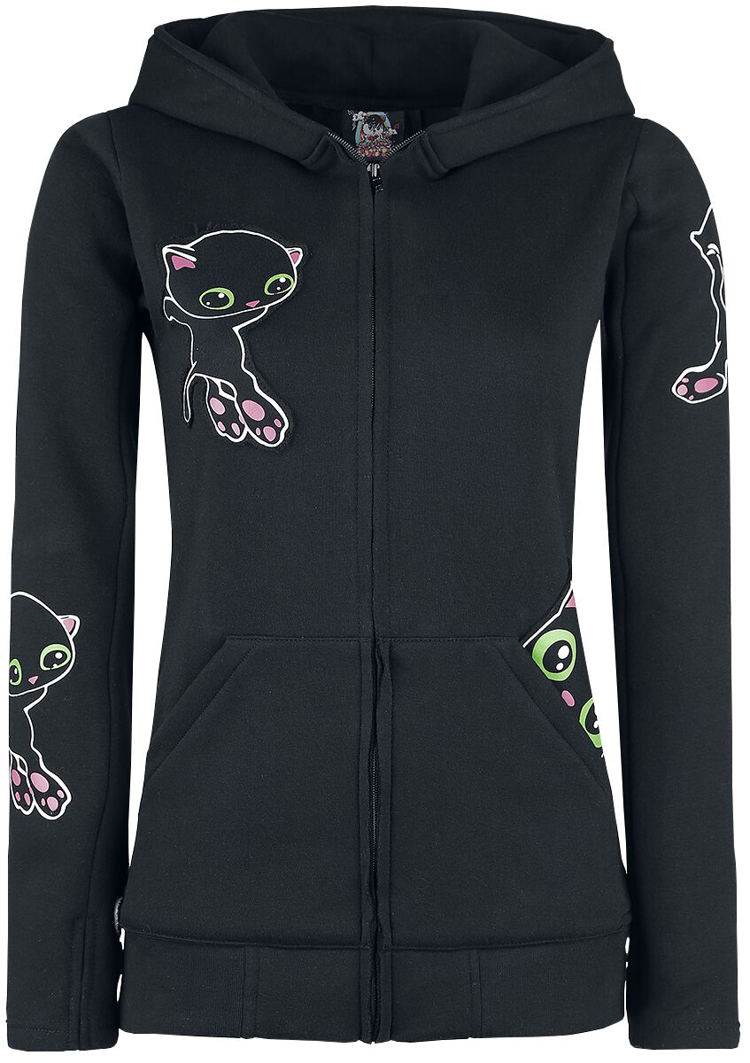 Black Cat Hood | Cupcake Cult Sweat-shirt zippé à capuche