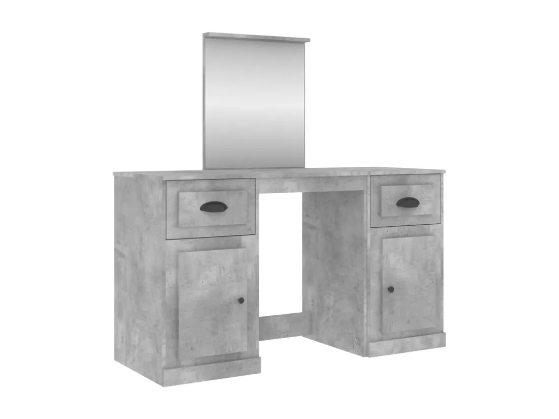Coiffeuse avec miroir gris béton 130x50x132,5 cm