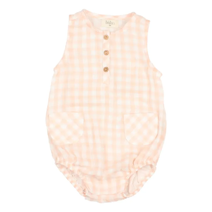 Búho Barboteuse Vichy Mousseline | Saumon