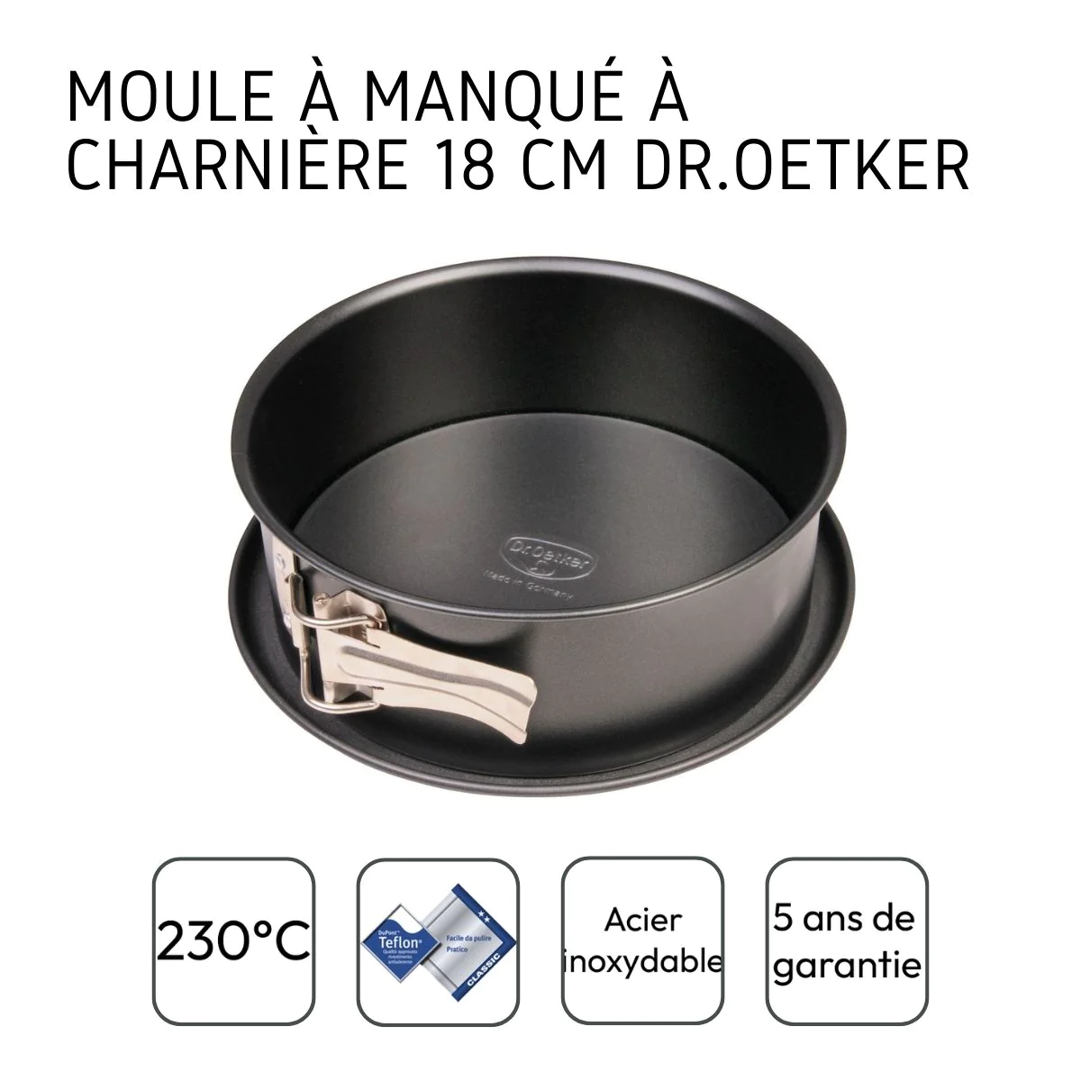 Moule à manqué à charnière 18 cm Tradition Dr. Oetker