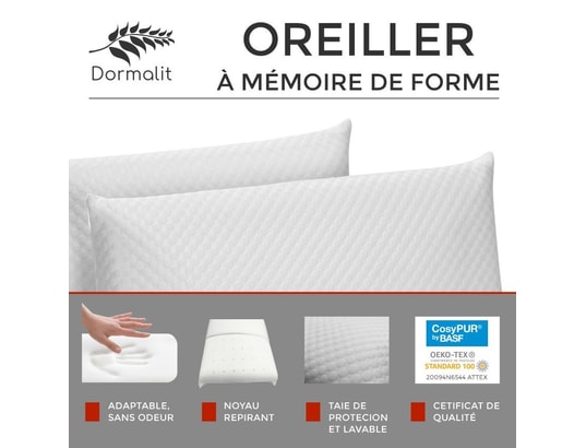 XALUCA - Pack oreiller Pack 2 oreillers confort 12 cm 150x35 - mousse à mémoire de...