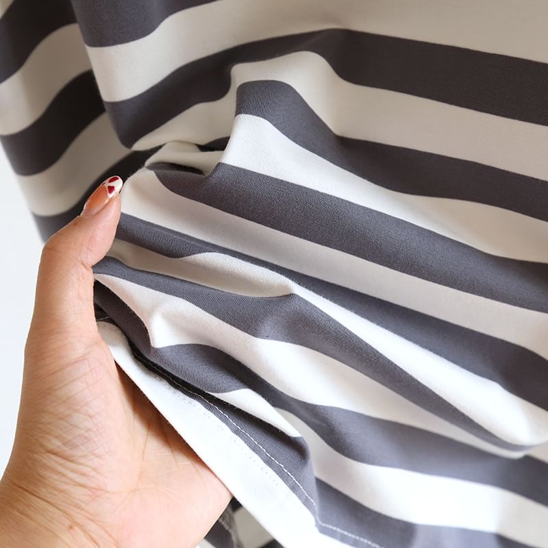 Dogini - Gestreept T-shirt met korte mouwen en ronde hals