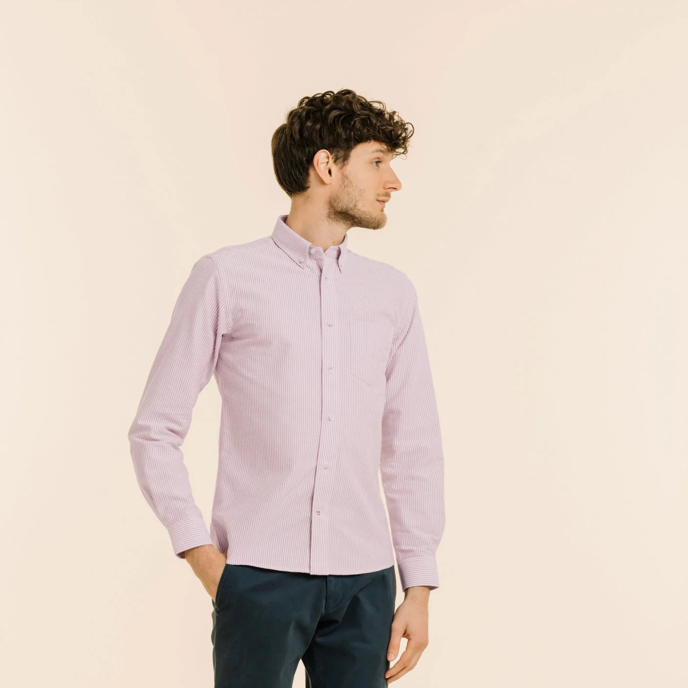 Burgundy striped oxford shirt