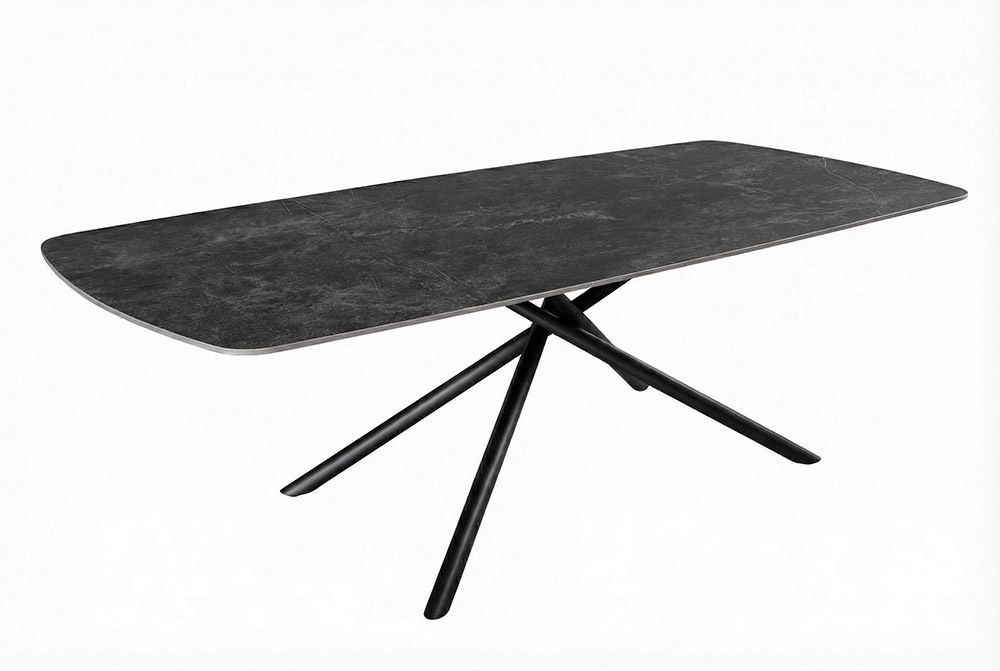 Design Esstisch OSAKA 160cm anthrazit Keramik schwarz Sterngestell Metall