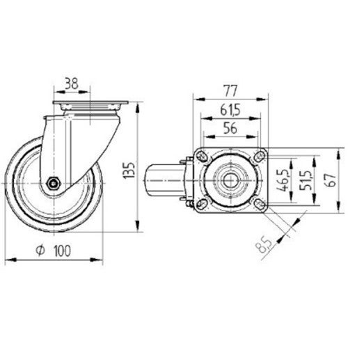 TENTE 2470 PJP 100 P50 grijs zwenkwiel 100 mm