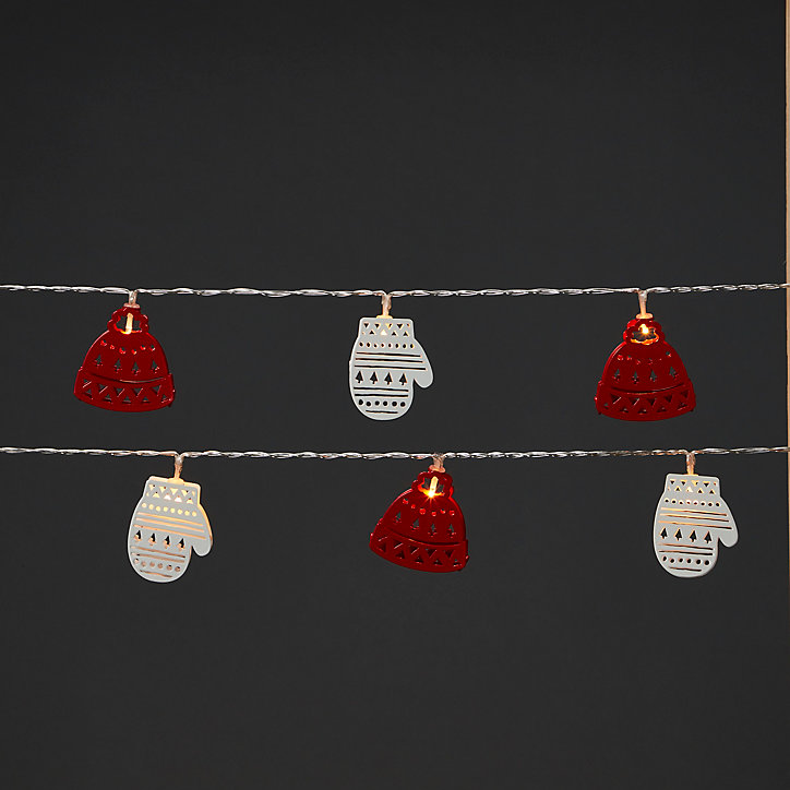 Guirlande lumineuse LED intérieure blanc froid câble transparent 1,6 m décor gant et chapeau