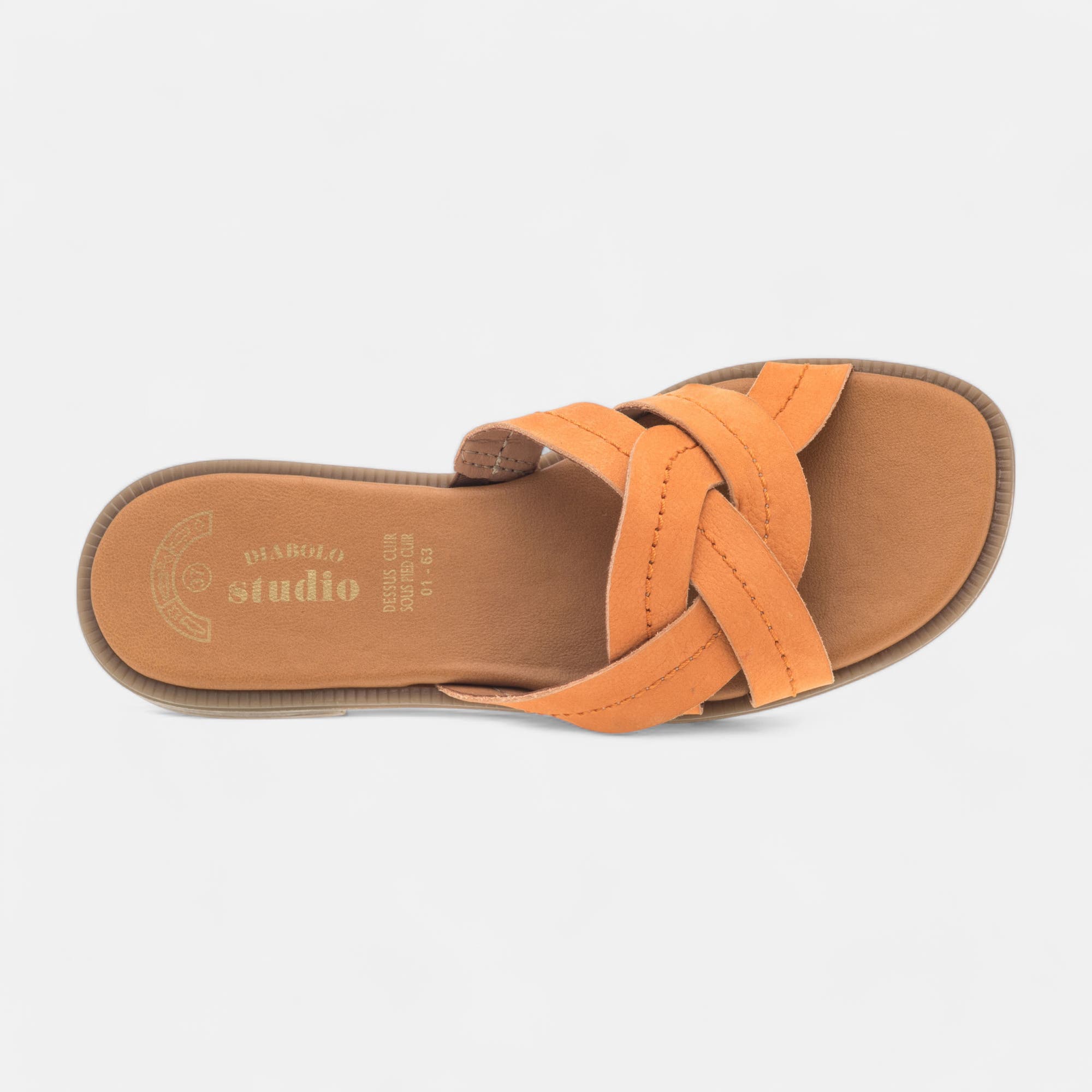 Mules Femme en cuir orange
