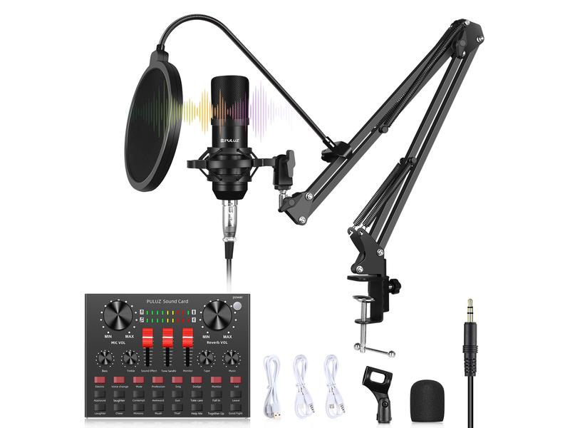 Puluz Mikrofon Podcast Studio Set Podcast-Studio-Set mit Scherenarm und Metallstossdämpfer