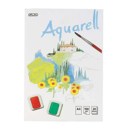 Herlitz Aquarellblock DIN A4, 20 Blatt, 150gm², 3 Stück