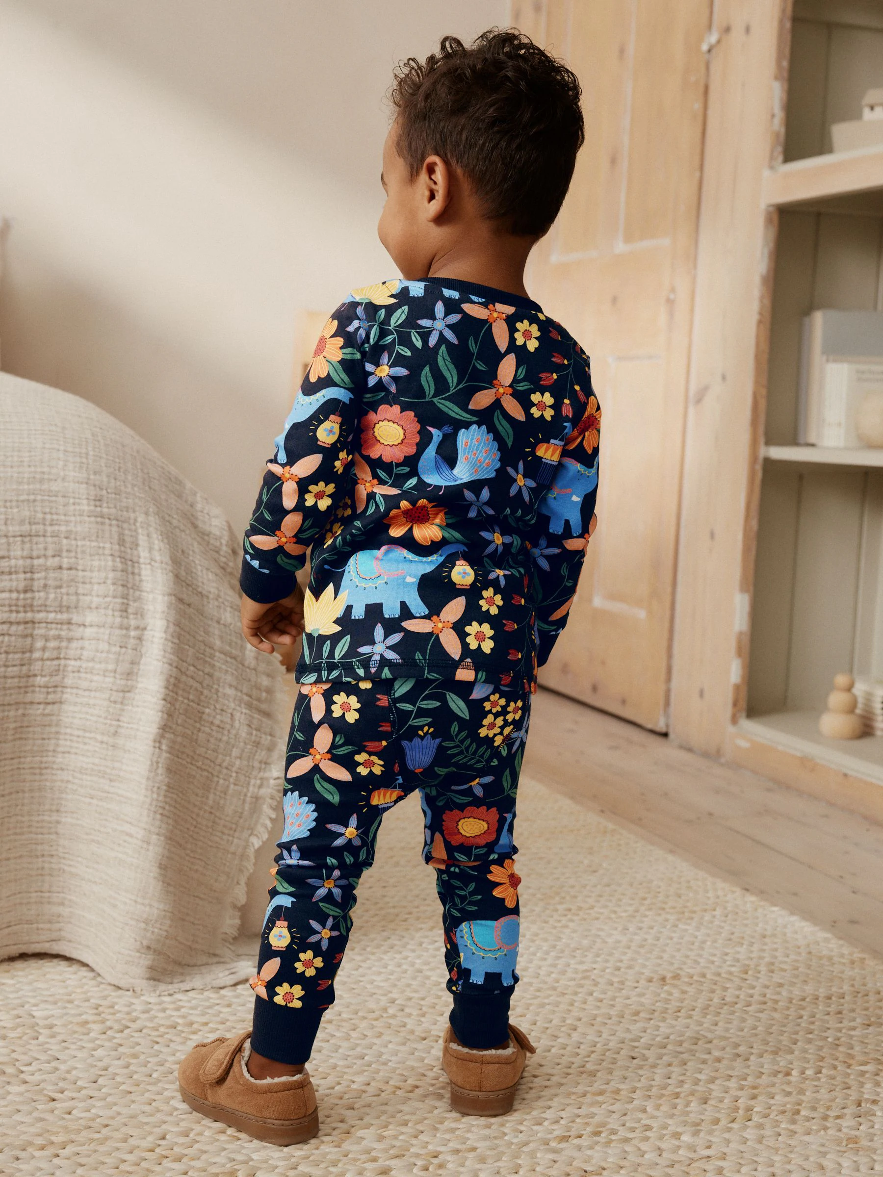Black/Blue/Yellow Diwali - Enkele pyjama (9 mnd -10 jr)