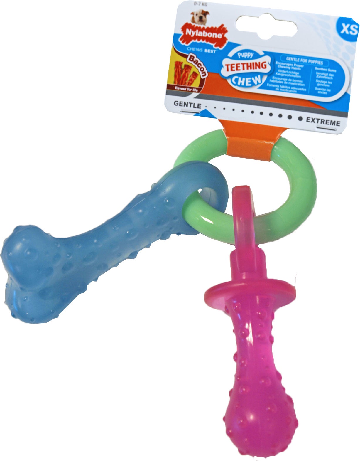 Nylabone hondenspeelgoed Teething Chew bacon puppy XS