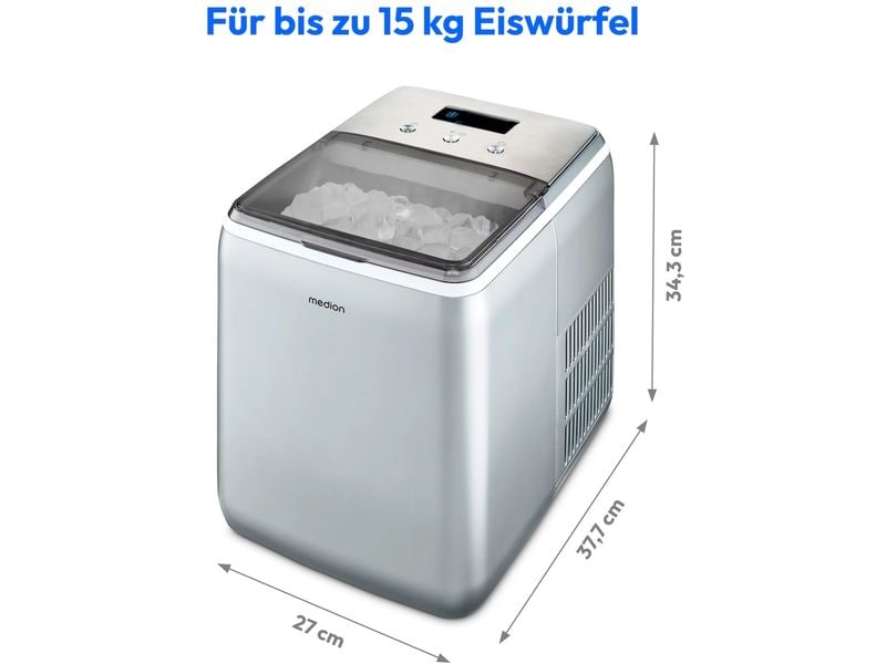 Medion Eiswürfelmaschine Life MD 11950 15 kg/24h Klareis Eiswürfelbereiter