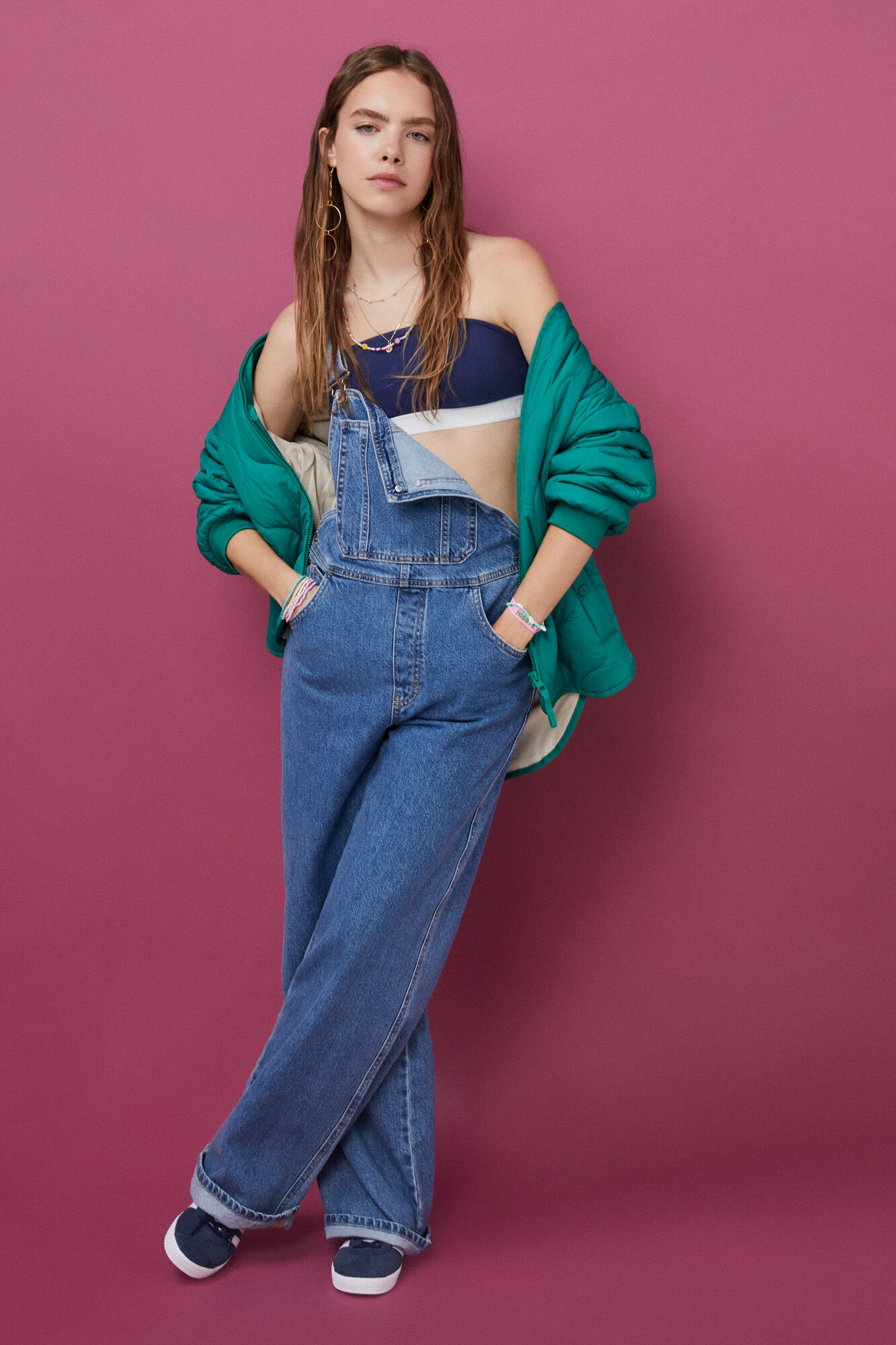 Top bandeau azul escuro de algodão