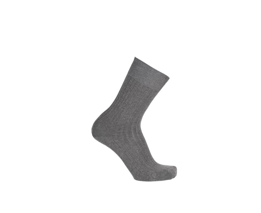 Chaussettes ville homme fil d’Écosse Gris Moyen Chiné