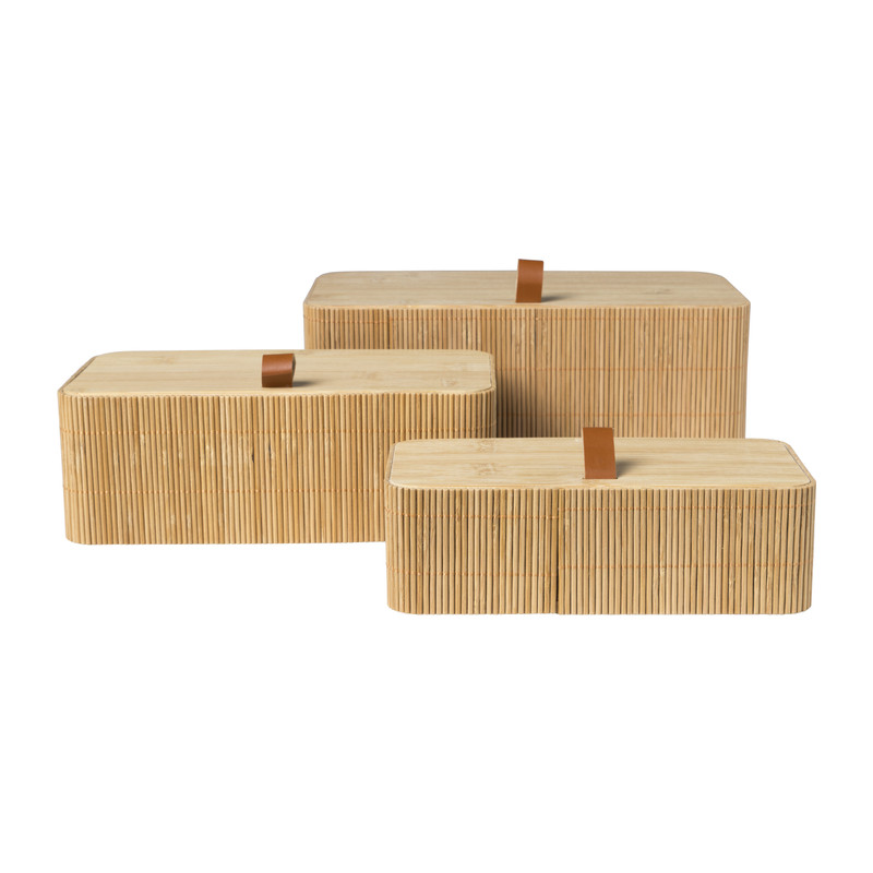 Bamboe kistje met deksel Jesse - 8x23x13 cm - naturel