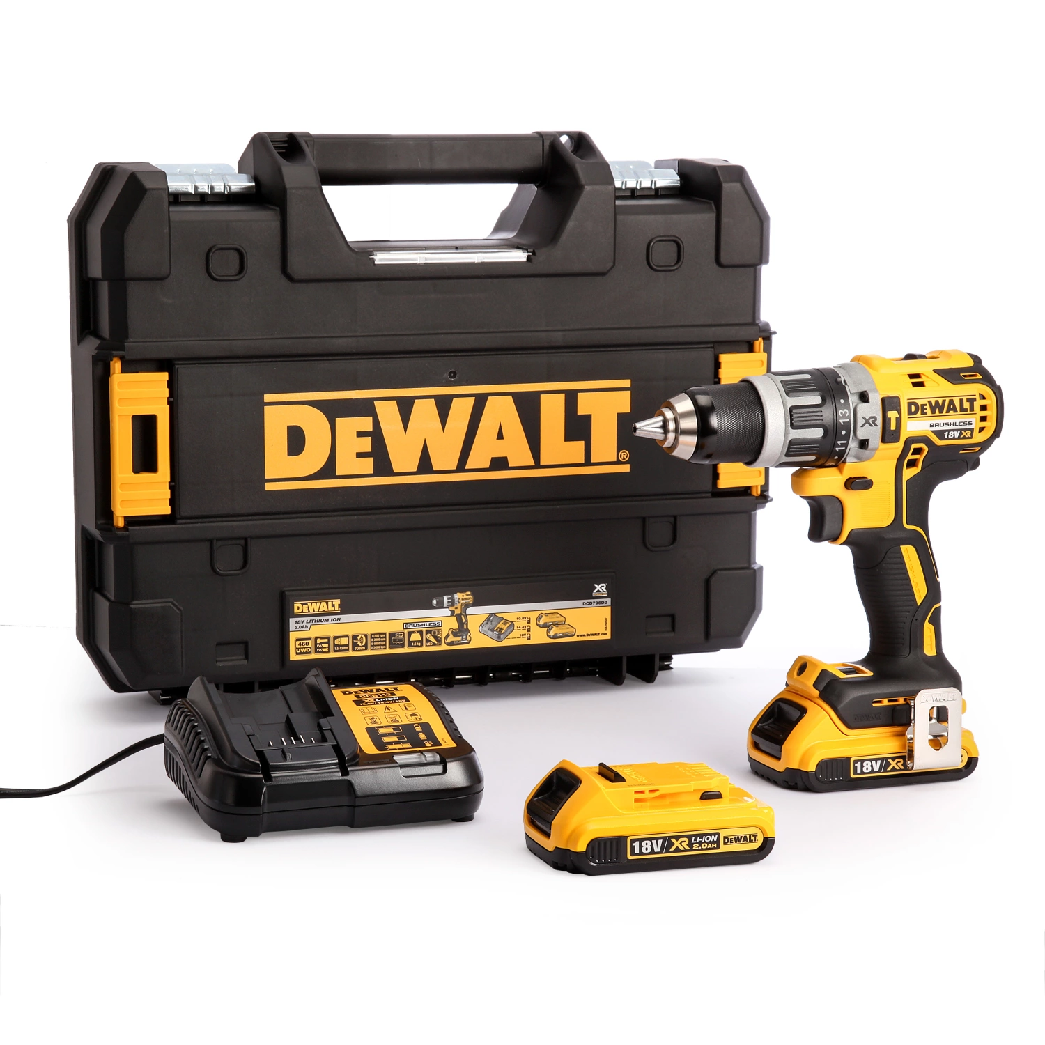 DeWALT DCD796D2 18V Li-Ion accu klopboor- /schroefmachine set (2x 2.0Ah accu) in TSTAK - koolborstelloos
