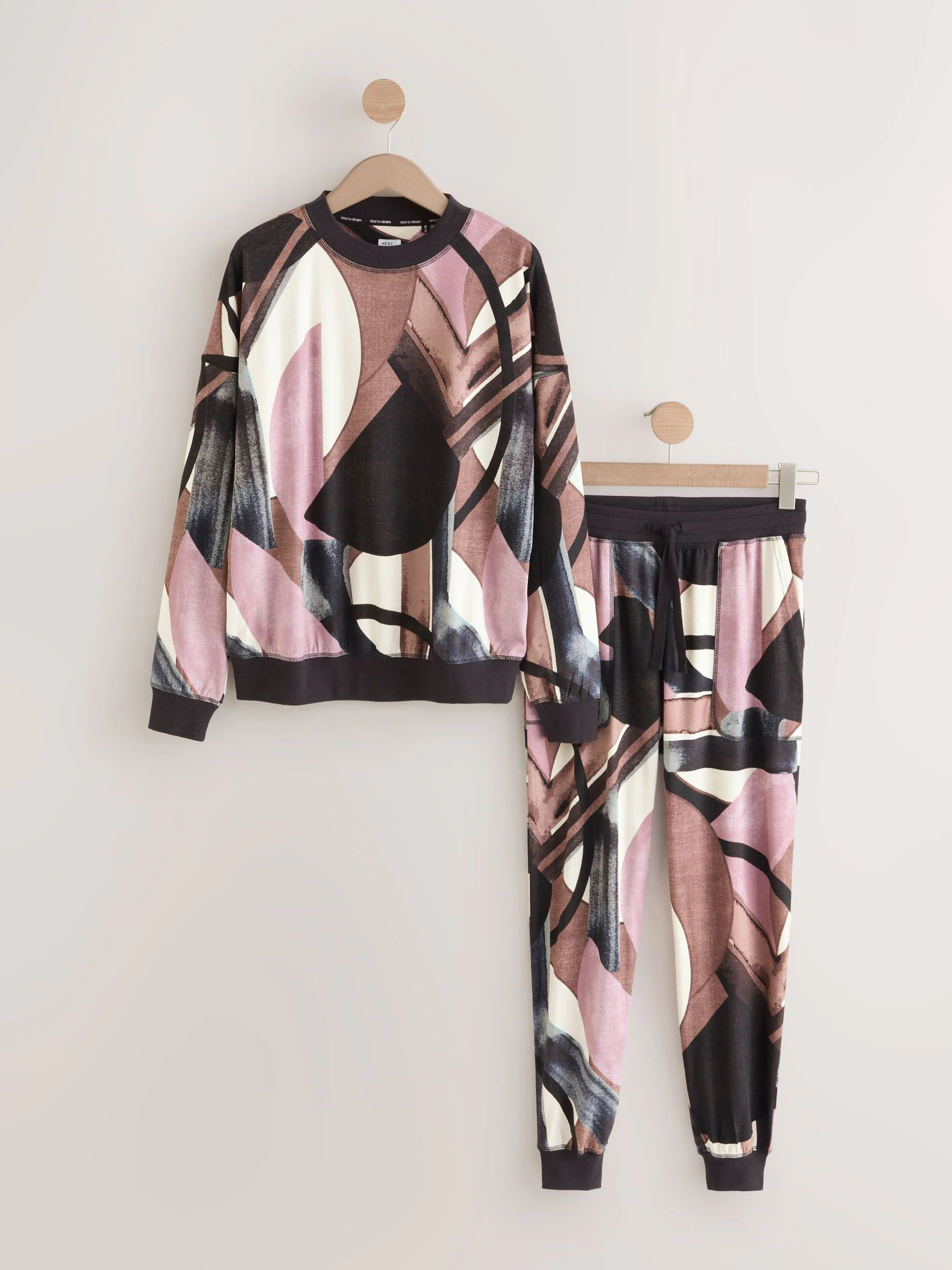 Bruin abstract - Behaaglijke pyjama met lange mouwen