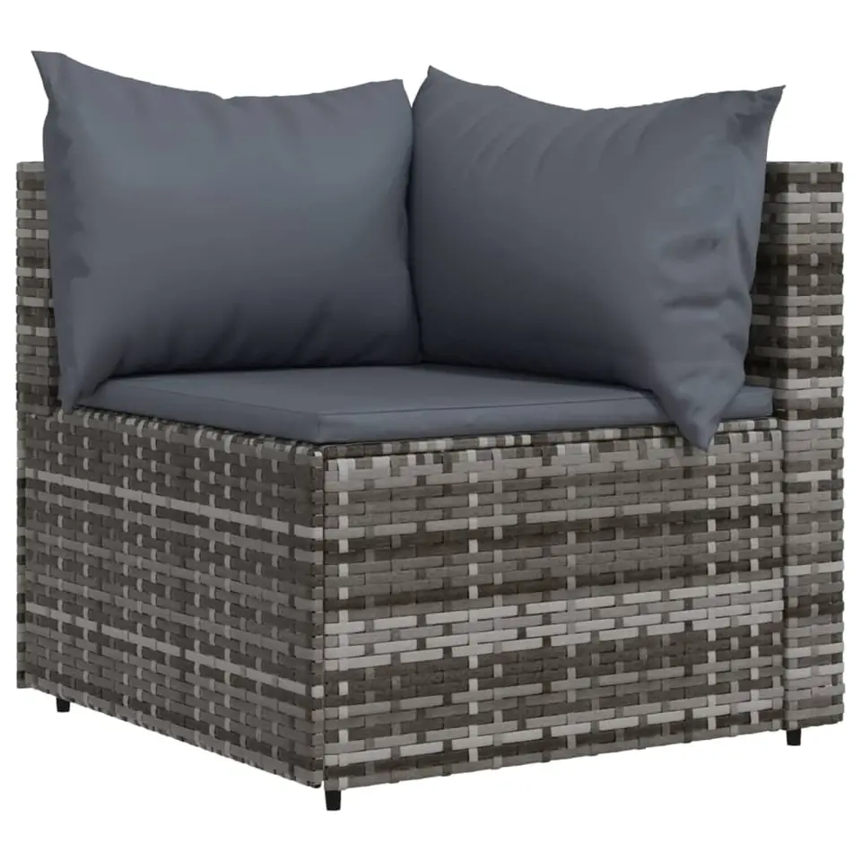 vidaXL - Loungeset - Grijs - Poly rattan - 3 stuks - Met kussens