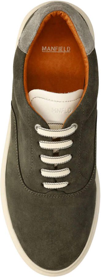 Manfield Groene suède sneakers