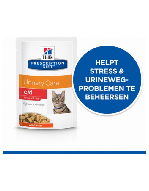 Hill's Prescription Diet C\/D Urinary Stress Urinary Care  Maaltijdzakjes - Kattenvoer - Kip 12x85 g