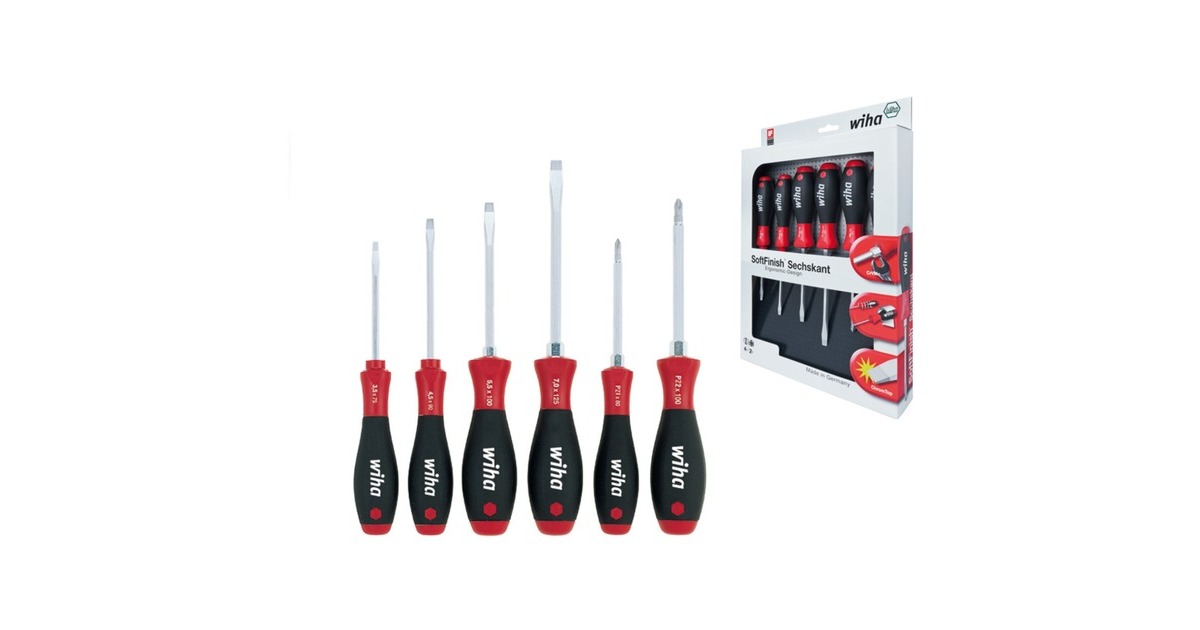 WihaSchroevendraaierset SoftFinish 21249  (Zwart/rood)
