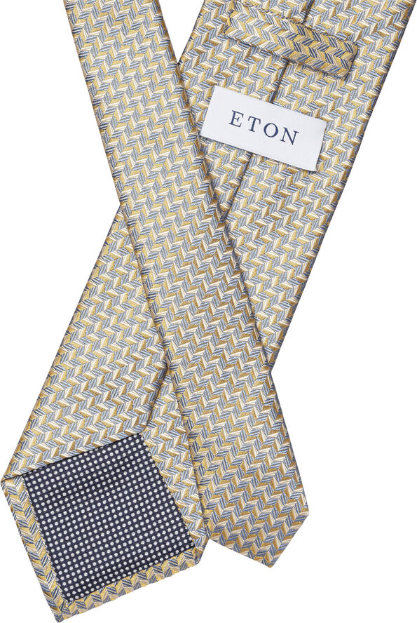ETON Yellow Geometric Woven Silk Tie Gul