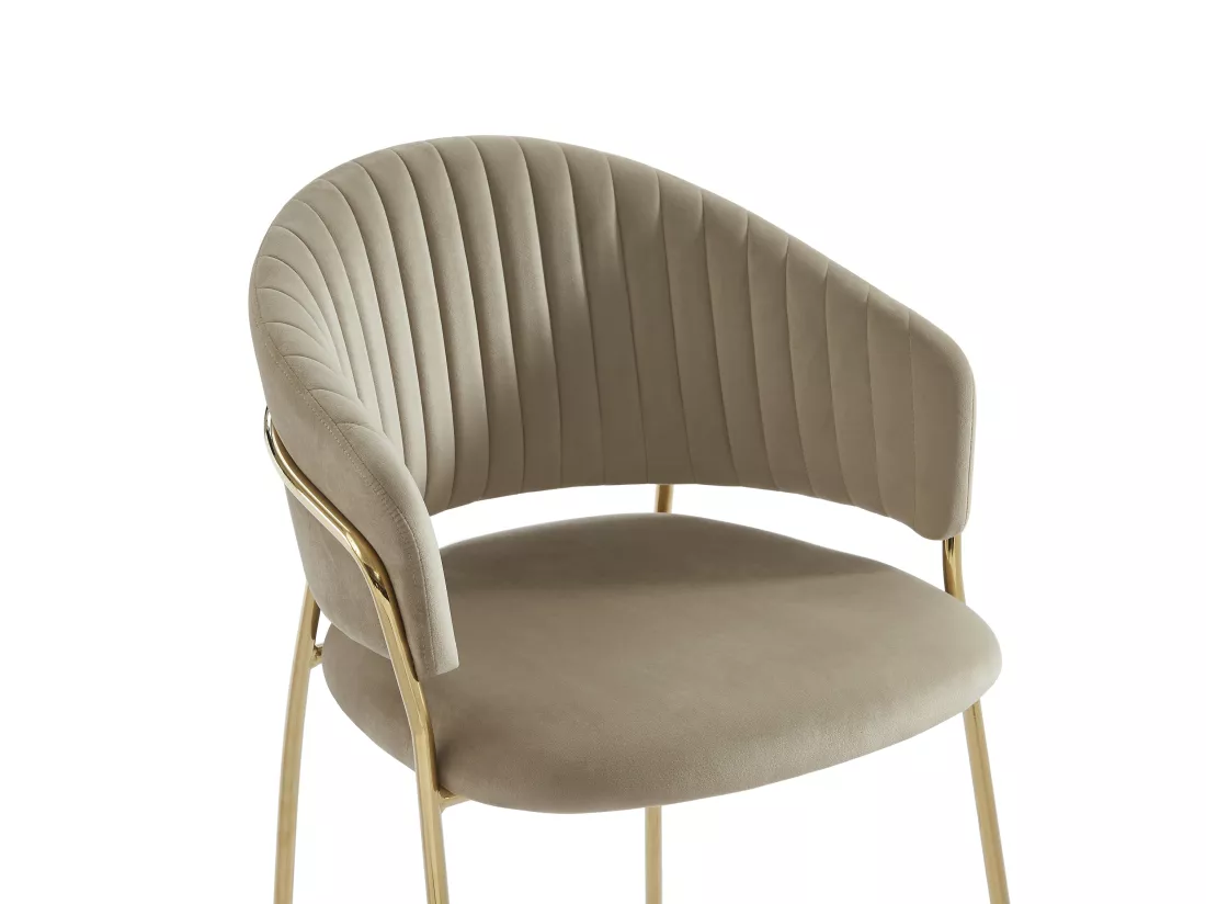Lot de 2 chaises en velours et métal doré - Beige - MADOLIA de Pascal MORABITO